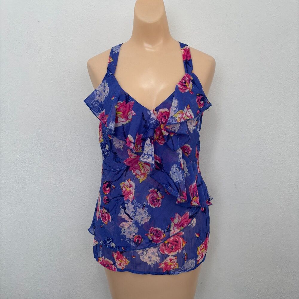 KUT Floral Fairy Womens Tank Top Small Ruffle Cottage Coquette Dainty Indie
